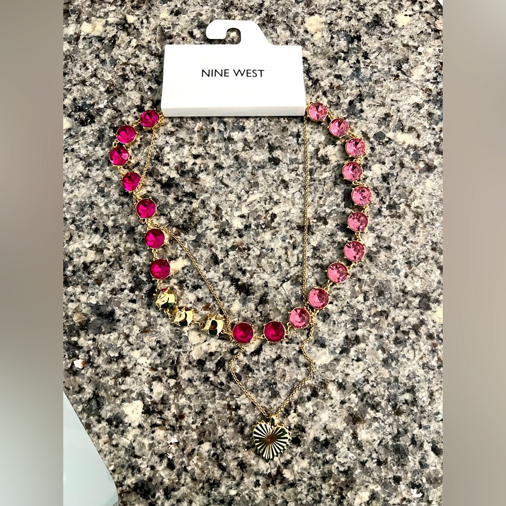 Nine West pink and gold necklace